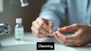hands preparing to clean a contact lens. PntMb43b7cIdbeO5xVNKq